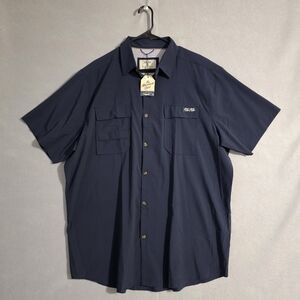 NWT Yee Yee Mens Navy The Maverick Button Up S/S Shirt Vented Size XXL